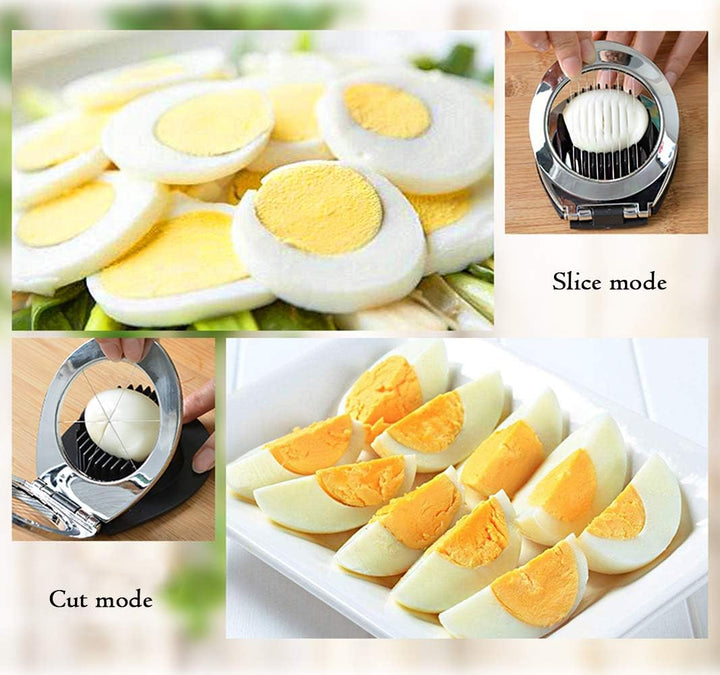 Stainless Steel Egg Slicer – 3 Cutting Styles for Quick Preparation!-Nora Luxe