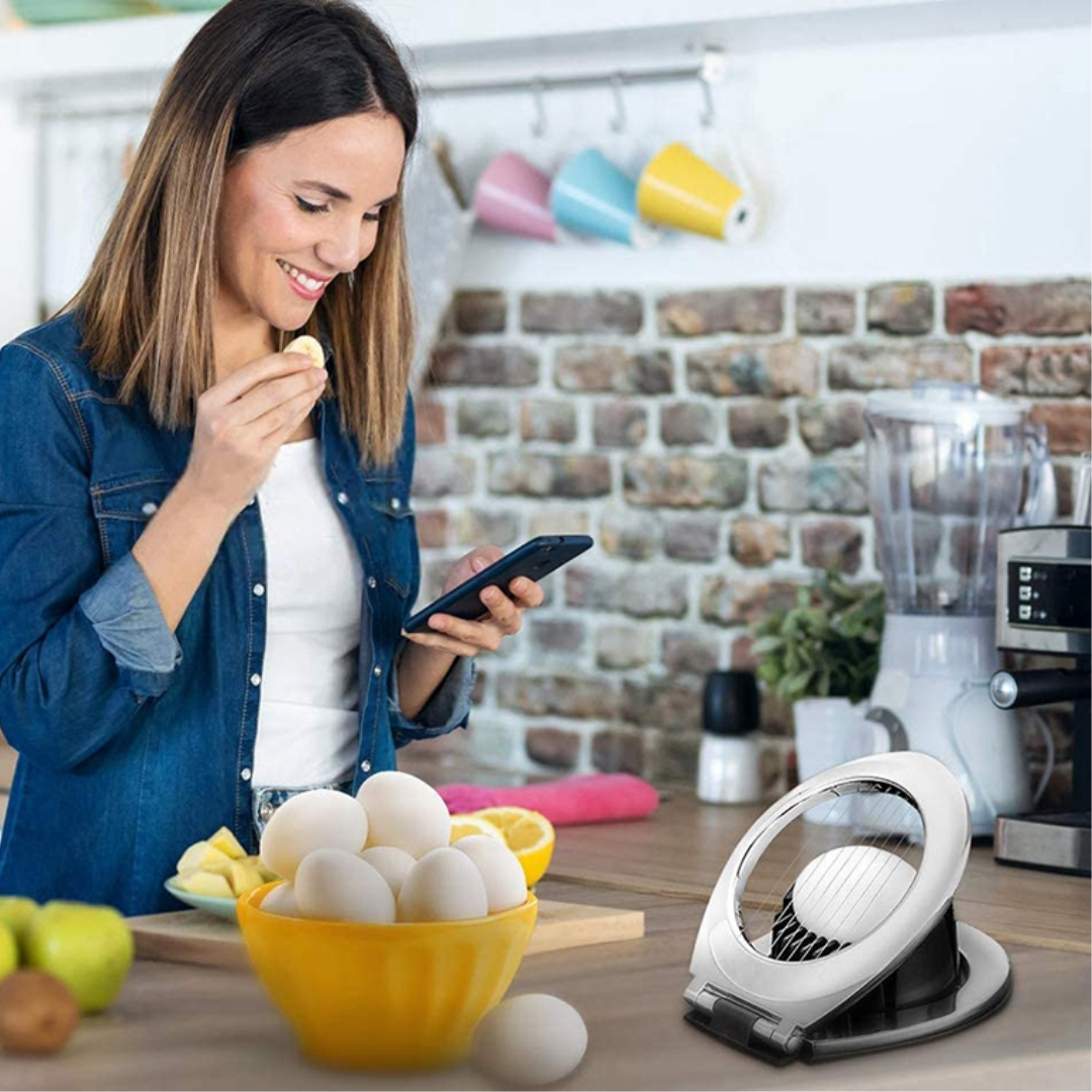 Stainless Steel Egg Slicer – 3 Cutting Styles for Quick Preparation!-Nora Luxe