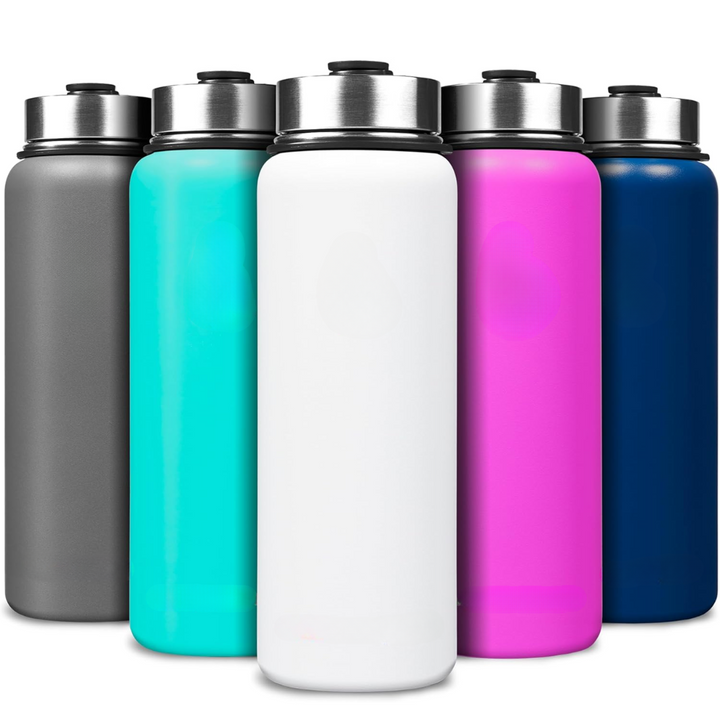 Stainless Steel Insulated Water Bottle with Straw - For Cold & Hot Drinks-1.2 L-White-Nora Luxe