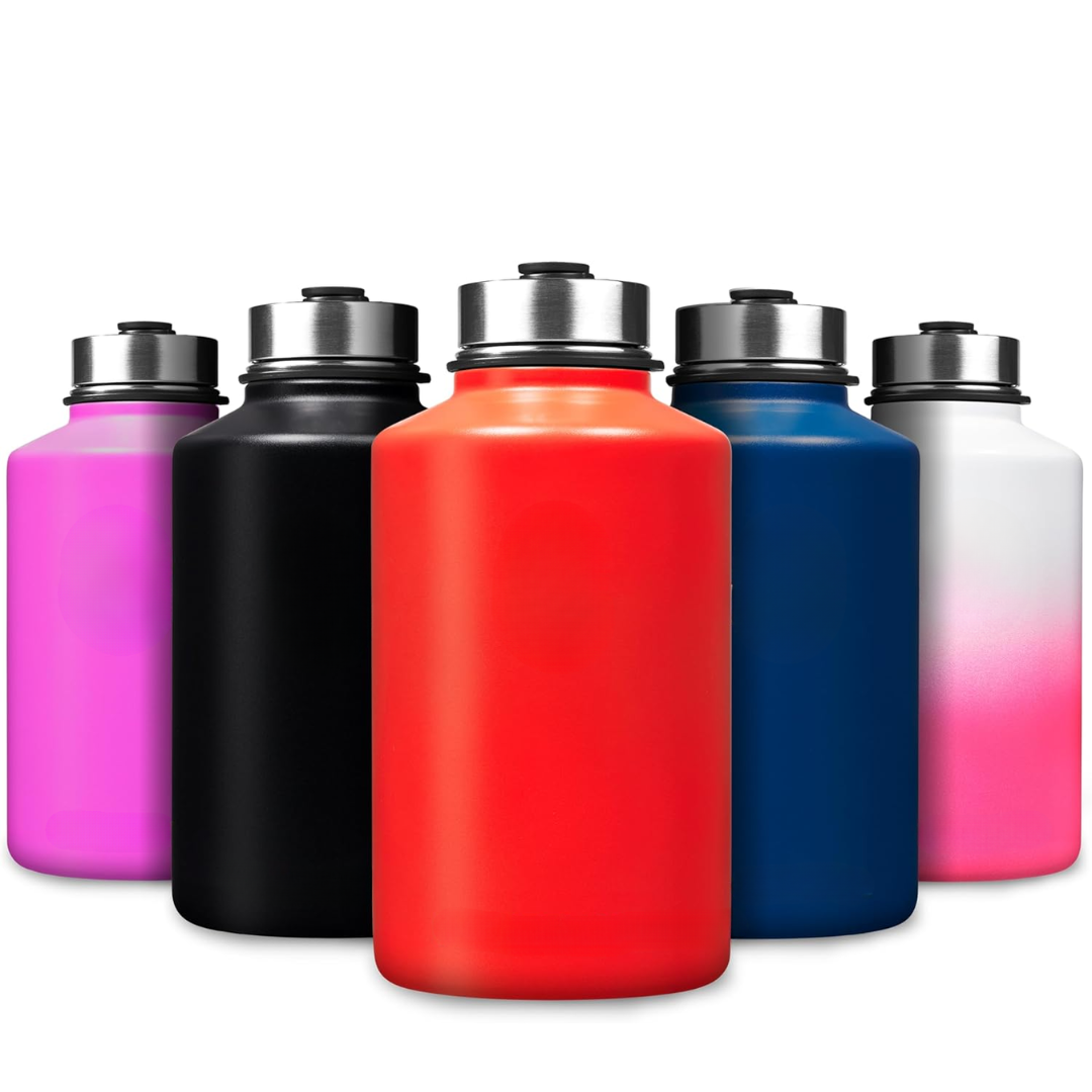 Stainless Steel Insulated Water Bottle with Straw - For Cold & Hot Drinks-1.9 L-White-Nora Luxe