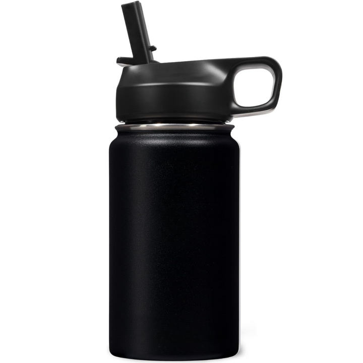 Stainless Steel Insulated Water Bottle with Straw - For Cold & Hot Drinks-400 ml-Black-Nora Luxe