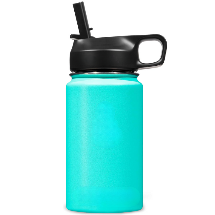 Stainless Steel Insulated Water Bottle with Straw - For Cold & Hot Drinks-400 ml-Blue-green-Nora Luxe