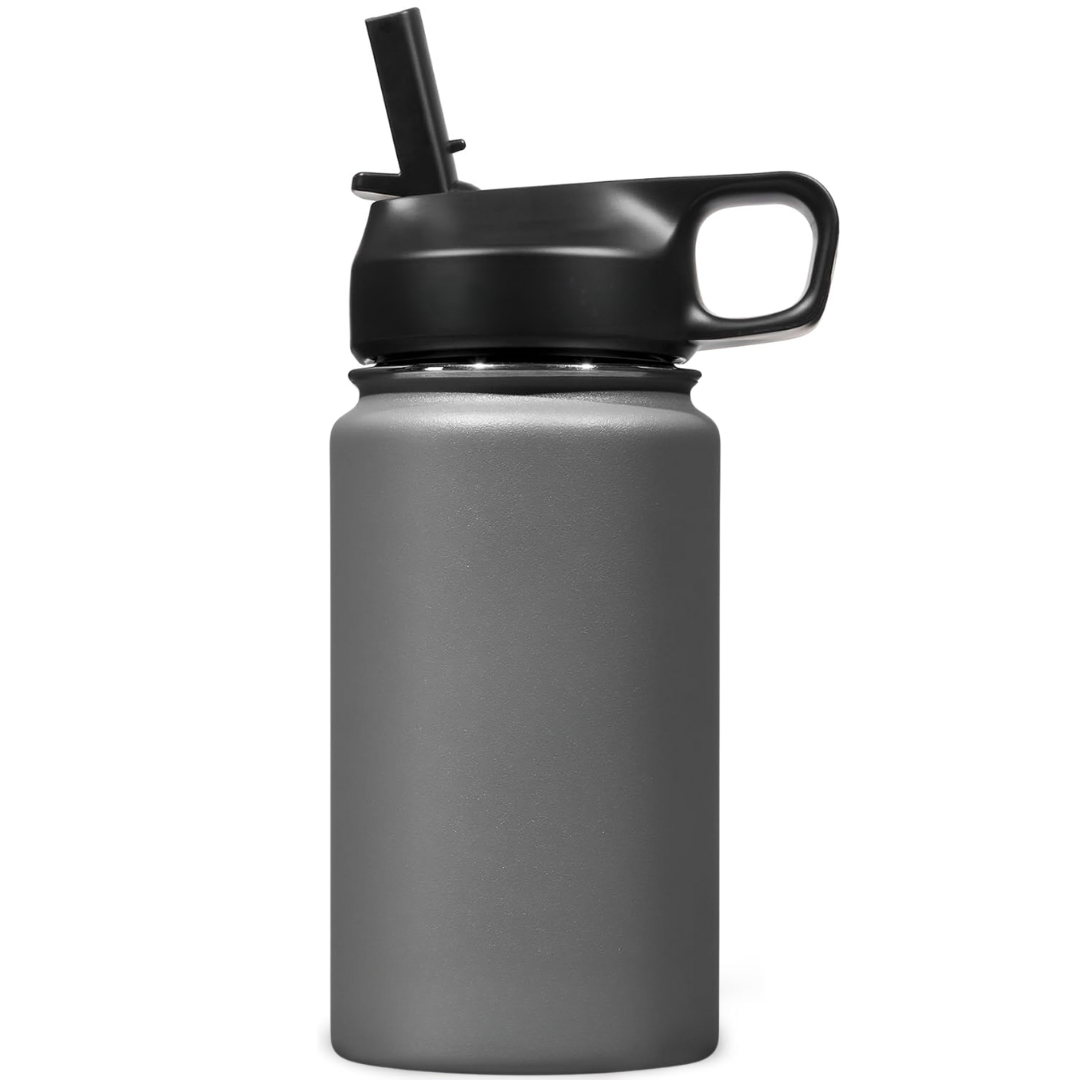 Stainless Steel Insulated Water Bottle with Straw - For Cold & Hot Drinks-400 ml-Gray-Nora Luxe