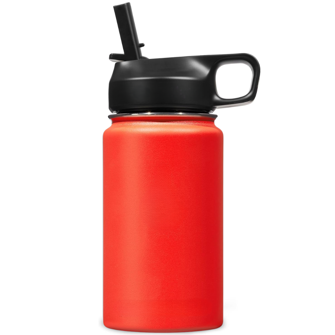 Stainless Steel Insulated Water Bottle with Straw - For Cold & Hot Drinks-400 ml-Red-Nora Luxe