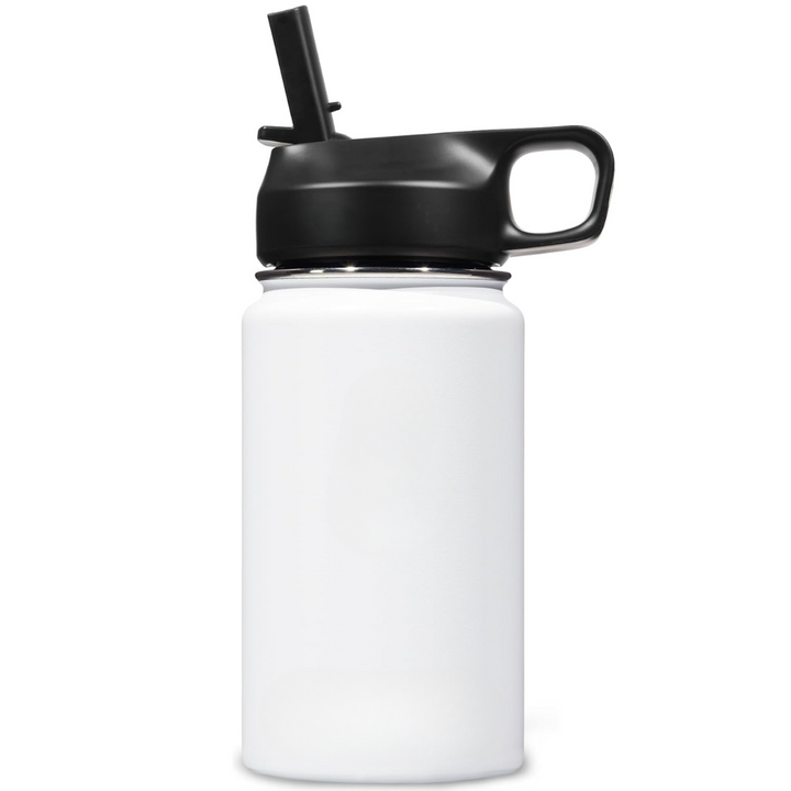 Stainless Steel Insulated Water Bottle with Straw - For Cold & Hot Drinks-400 ml-White-Nora Luxe