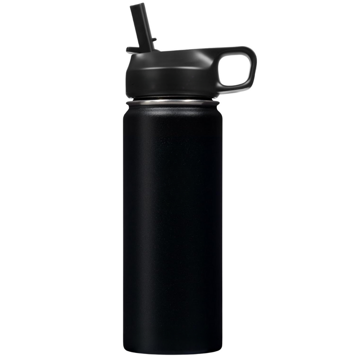Stainless Steel Insulated Water Bottle with Straw - For Cold & Hot Drinks-500 ml-Black-Nora Luxe