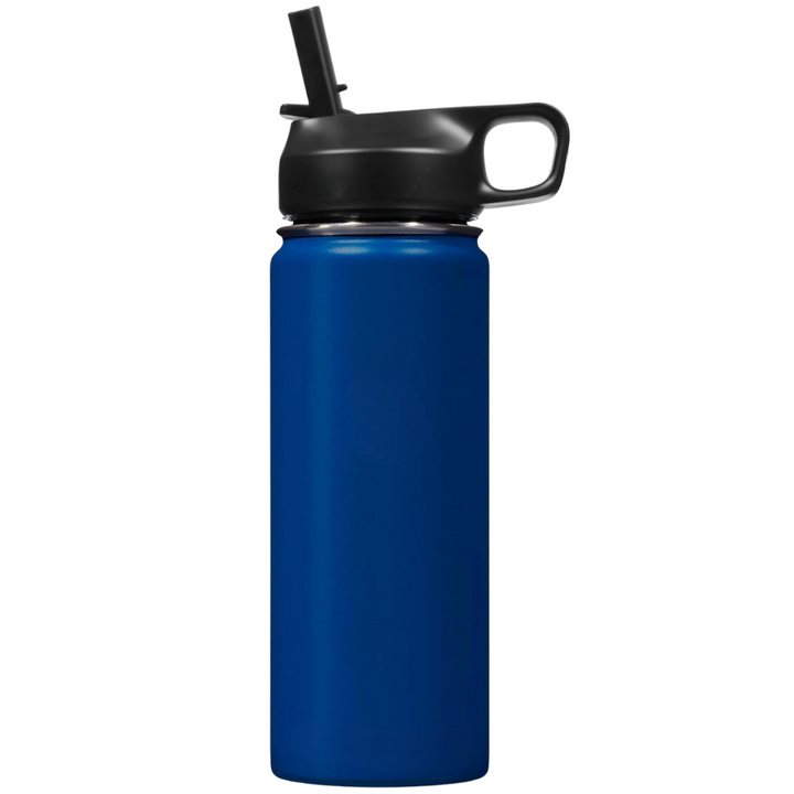 Stainless Steel Insulated Water Bottle with Straw - For Cold & Hot Drinks-500 ml-Dark blue-Nora Luxe