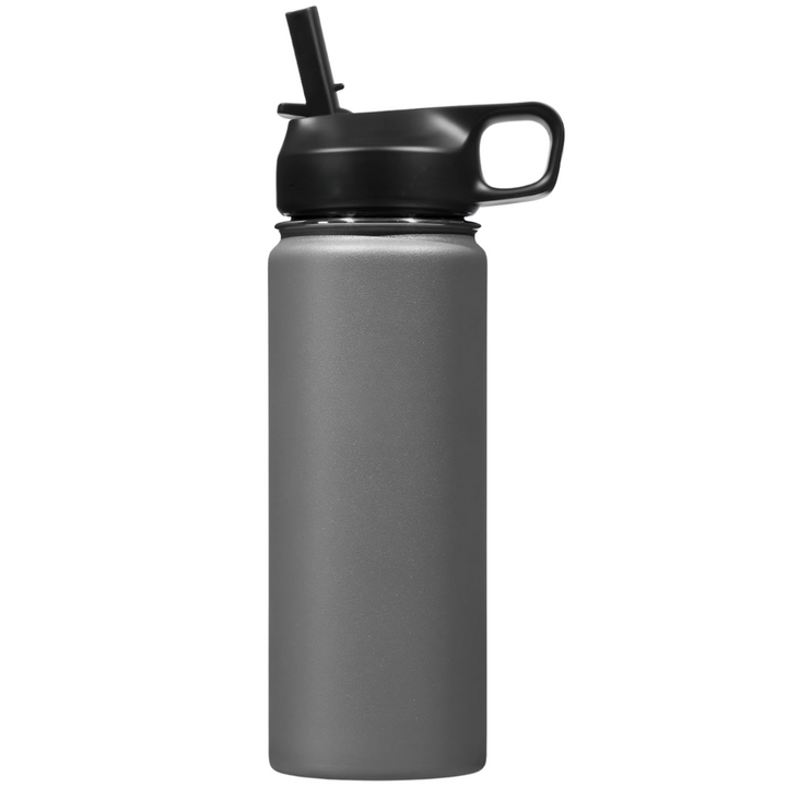 Stainless Steel Insulated Water Bottle with Straw - For Cold & Hot Drinks-500 ml-Gray-Nora Luxe