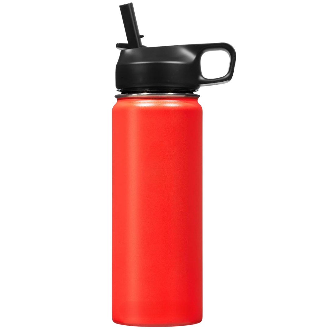 Stainless Steel Insulated Water Bottle with Straw - For Cold & Hot Drinks-500 ml-Red-Nora Luxe