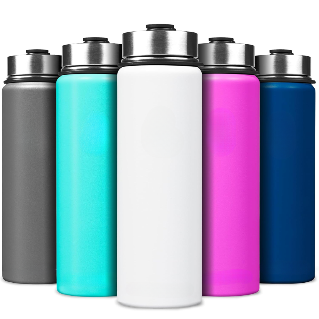 Stainless Steel Insulated Water Bottle with Straw - For Cold & Hot Drinks-700 ml-White-Nora Luxe