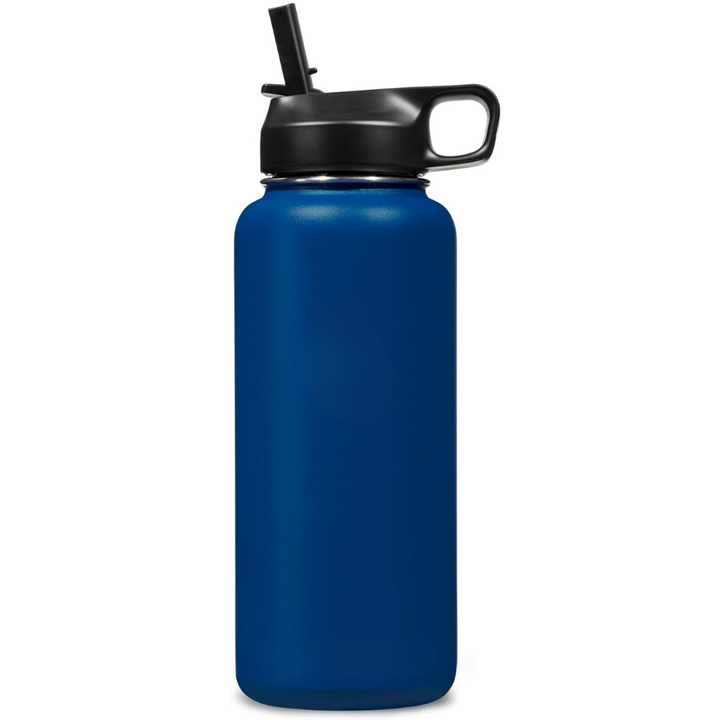 Stainless Steel Insulated Water Bottle with Straw - For Cold & Hot Drinks-950 ml-Dark blue-Nora Luxe