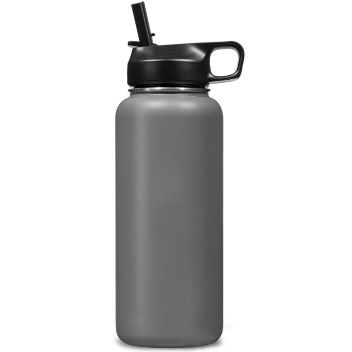 Stainless Steel Insulated Water Bottle with Straw - For Cold & Hot Drinks-950 ml-Gray-Nora Luxe