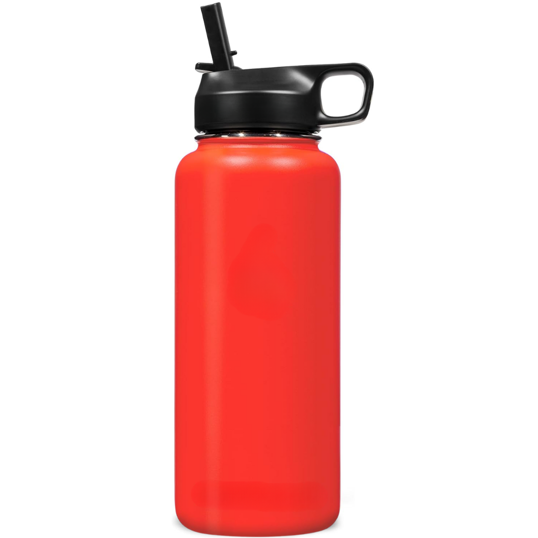 Stainless Steel Insulated Water Bottle with Straw - For Cold & Hot Drinks-950 ml-Red-Nora Luxe
