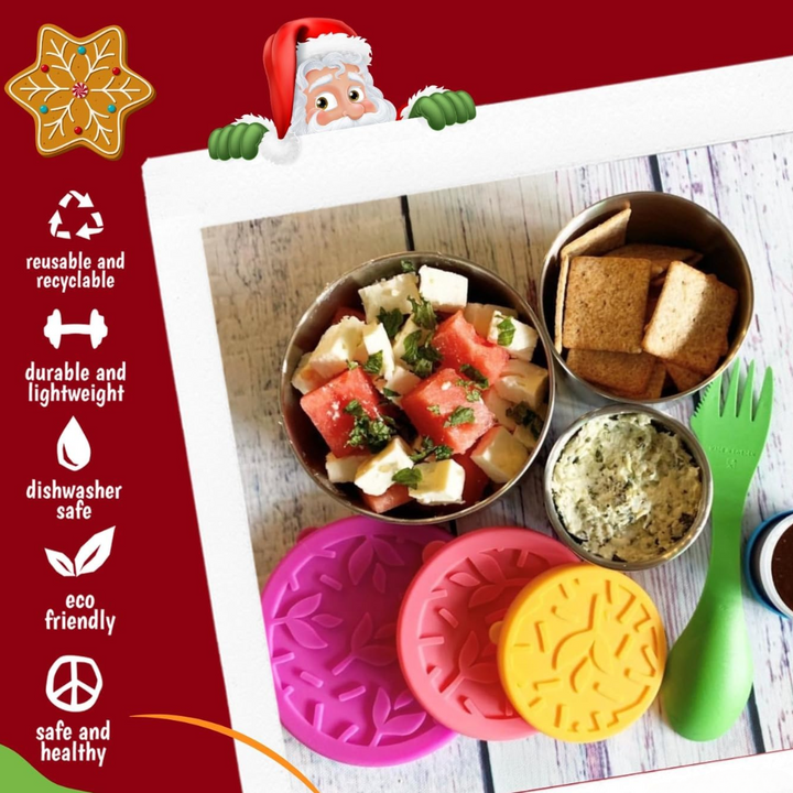 Stainless Steel Lunch Box Set with Lids – 100ml, 200ml, 400ml-Transparent-Nora Luxe