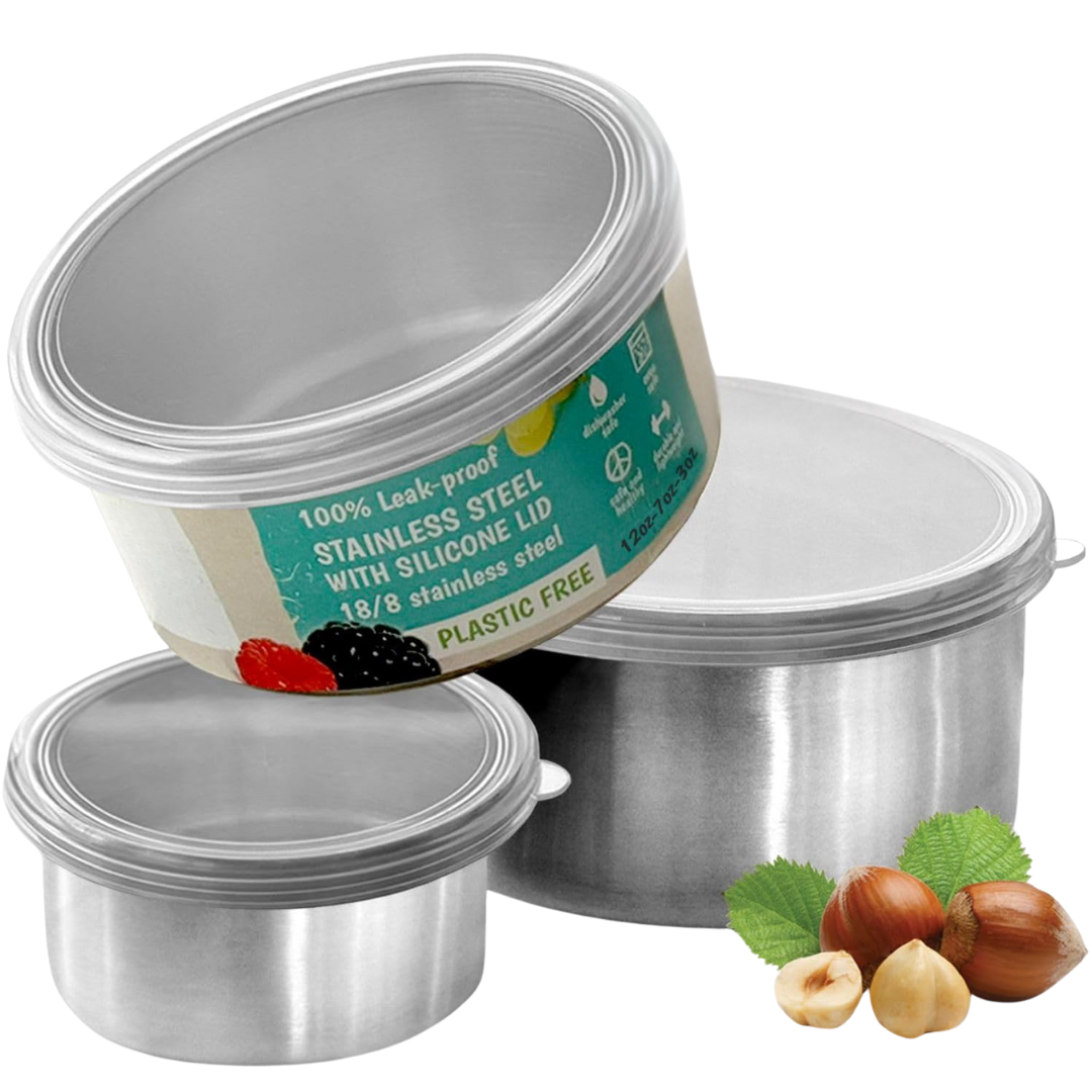 Stainless Steel Lunch Box Set with Lids – 100ml, 200ml, 400ml-Transparent-Nora Luxe