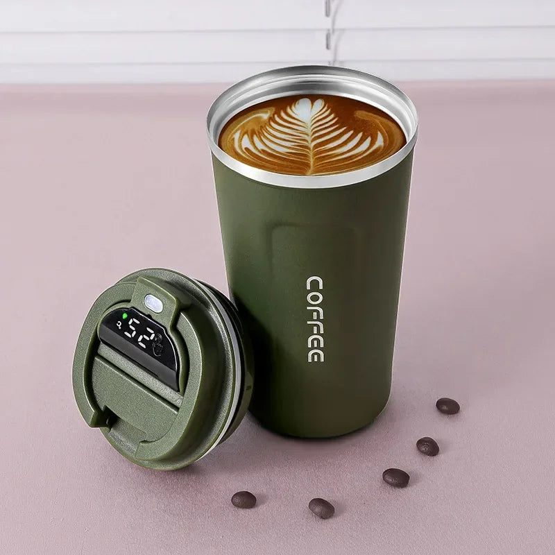 Stainless Steel Thermo Mug with Smart Temperature Display - TempMate-Green-380ML-Nora Luxe