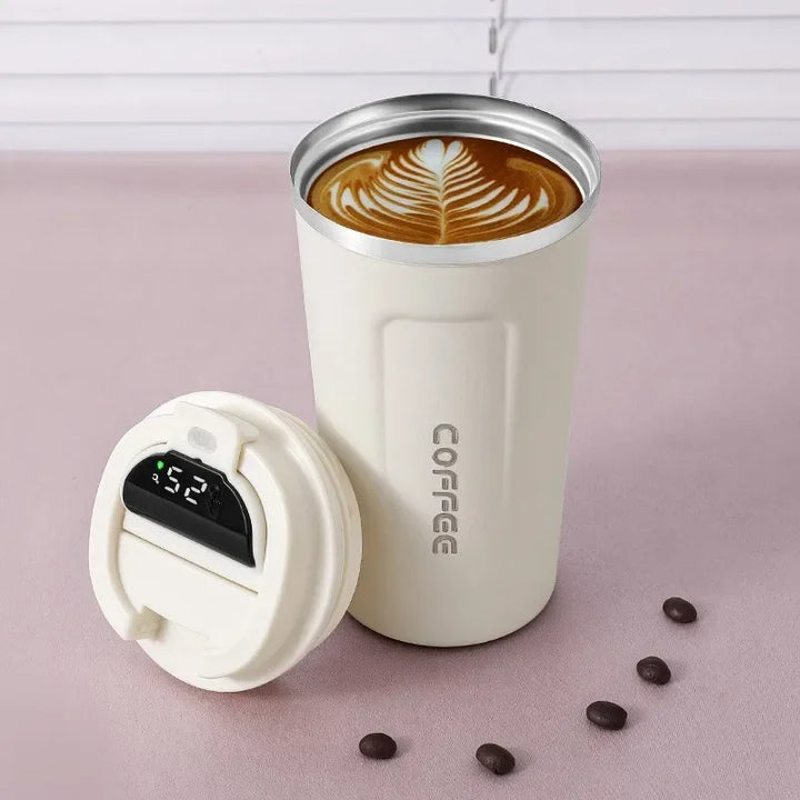 Stainless Steel Thermo Mug with Smart Temperature Display - TempMate-Pink Portable Rope-380ML-Nora Luxe