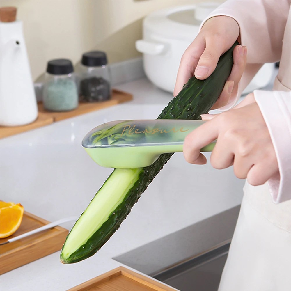 Stainless Steel Vegetable Peeler with Container - PeelPro-Dark green-Nora Luxe