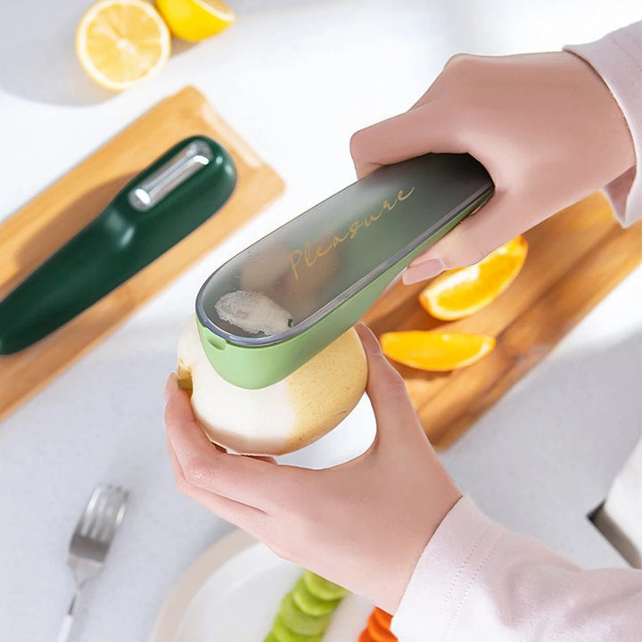 Stainless Steel Vegetable Peeler with Container - PeelPro-Dark green-Nora Luxe