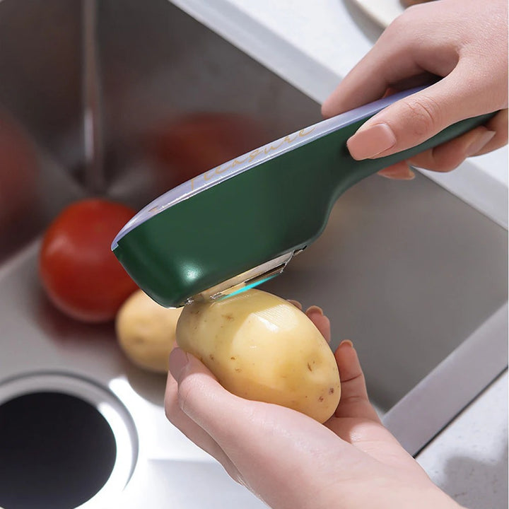 Stainless Steel Vegetable Peeler with Container - PeelPro-Dark green-Nora Luxe