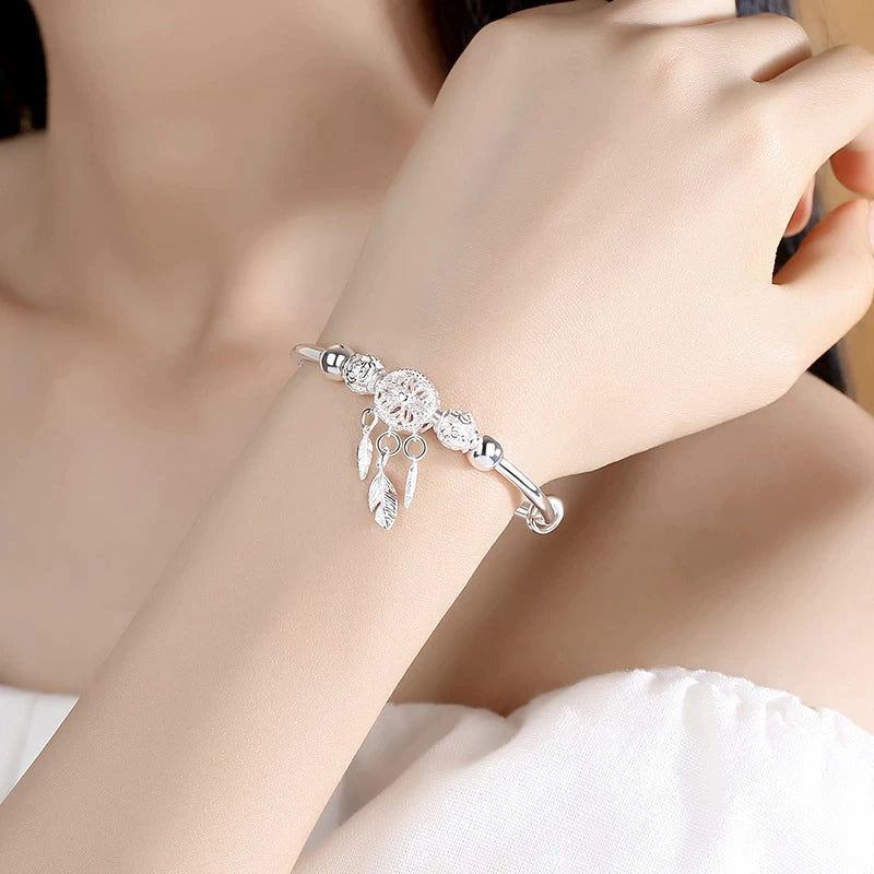 Sterling Silver Dreamcatcher Bracelet | Protection & Positivity Ensemble-Nora Luxe