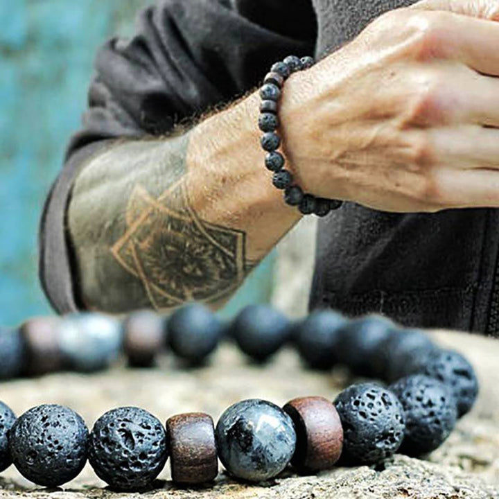 Stone Bracelet | Natural Gemstone Jewellery | Women's Fashion Accessory-Mega Black-S-17cm-Nora Luxe