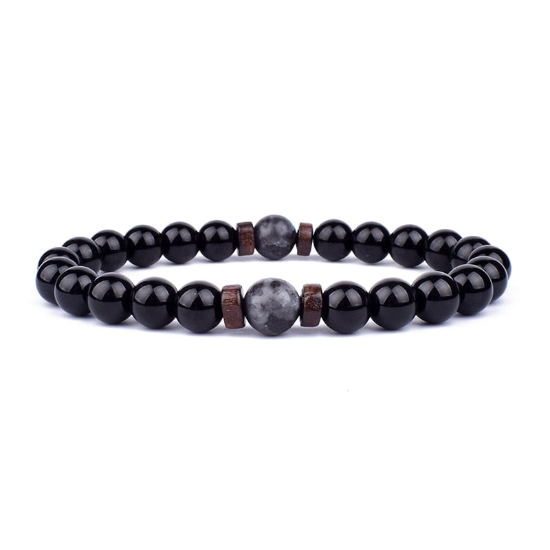 Stone Bracelet | Natural Gemstone Jewellery | Women's Fashion Accessory-Mega Black-S-17cm-Nora Luxe