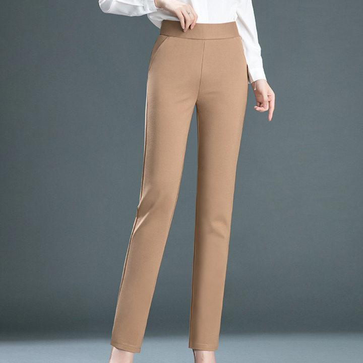Straight Ladies' Trousers with Timeless Design - Celeste-Brown-XS-Nora Luxe