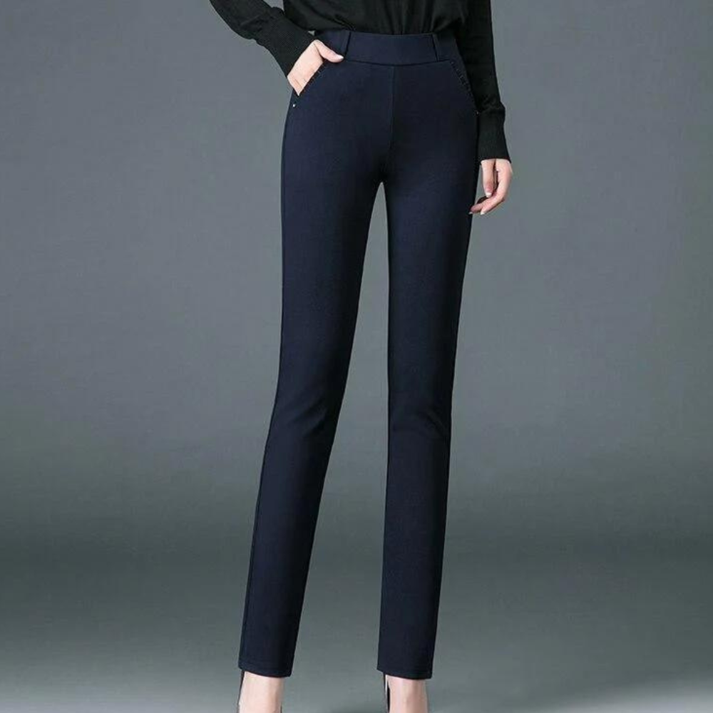 Straight Ladies' Trousers with Timeless Design - Celeste-Dark blue-XS-Nora Luxe