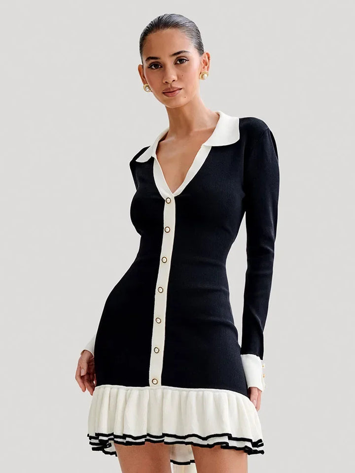 Strap mini dress with back cutout and bandage design – Amira-Black-S-Nora Luxe