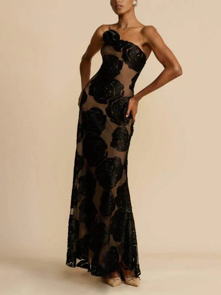 Strapless maxi dress with jacquard pattern – Maila-S-The Livary