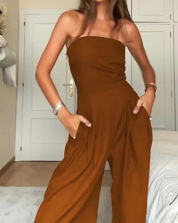 Strapless & Stylish Women's Jumpsuit for Every Occasion – Elina-Brown-XS-Nora Luxe