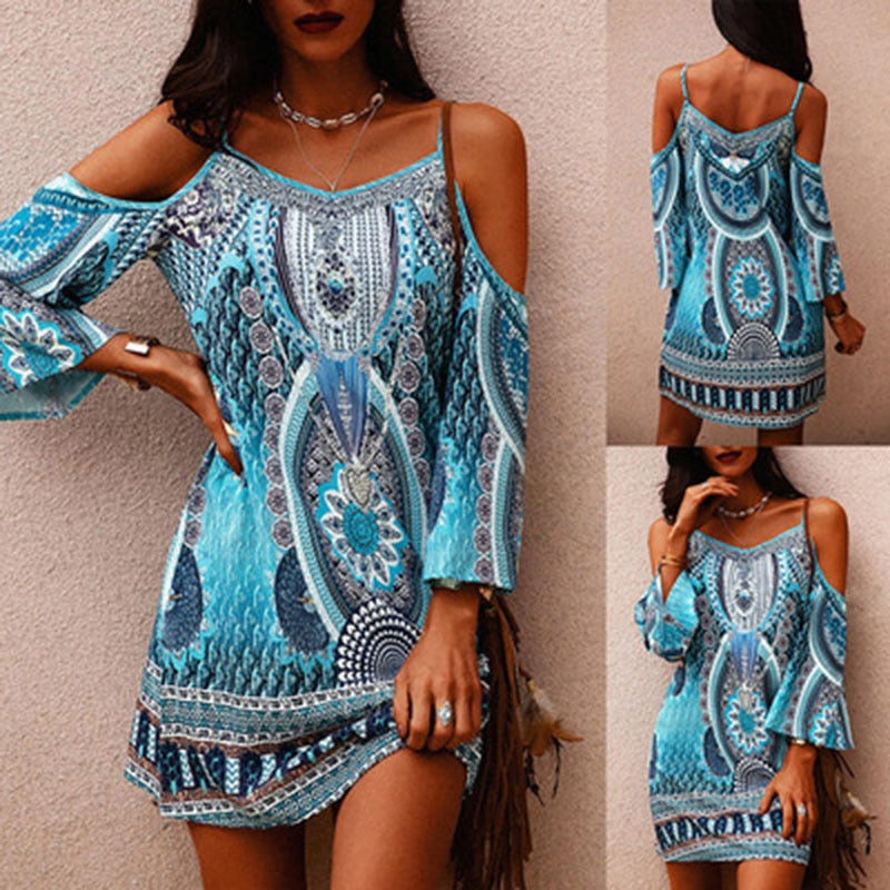 Strapless summer dress with ethnic print – Eliana-S-Nora Luxe