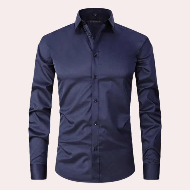 Stretch Shirt for Men - Luca-Dark blue-S-Nora Luxe