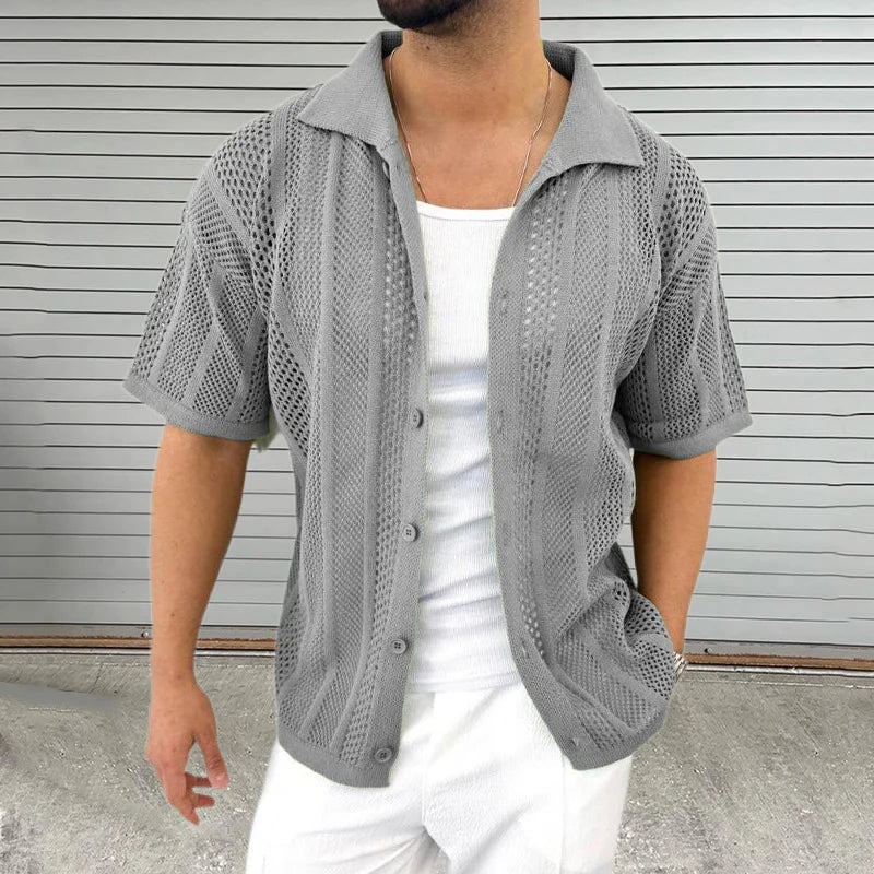 Strick shirt with classic collar – Enzo-Khaki-M-The Livary