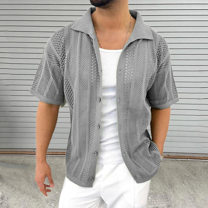 Strick shirt with classic collar – Enzo-Khaki-M-The Livary