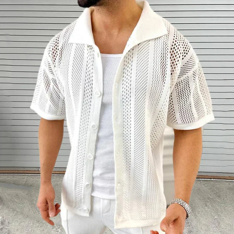Strick shirt with classic collar – Enzo-Khaki-M-The Livary