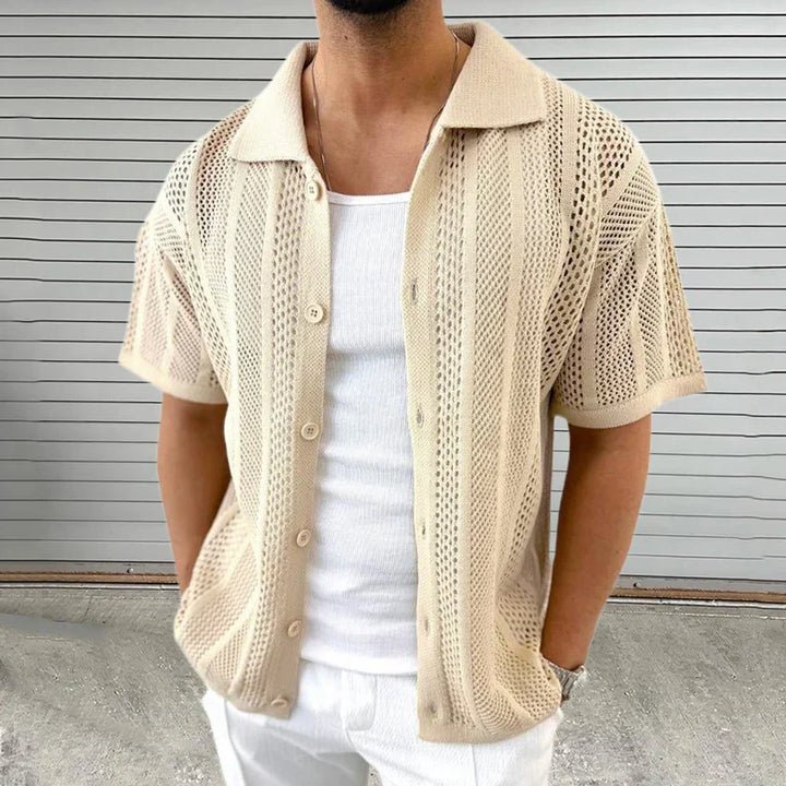 Strick shirt with classic collar – Enzo-Khaki-M-The Livary