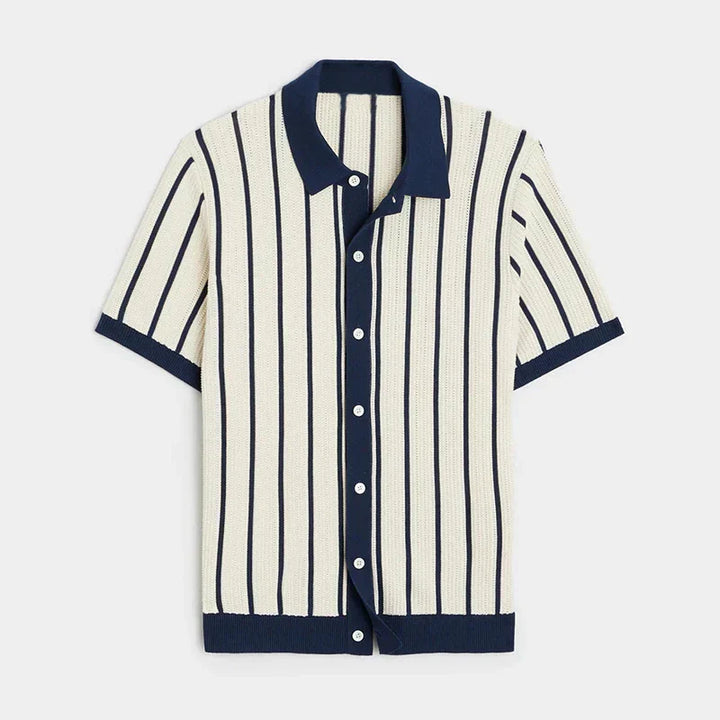 Striped knitted shirt with button placket for men – Emilio-S-Nora Luxe