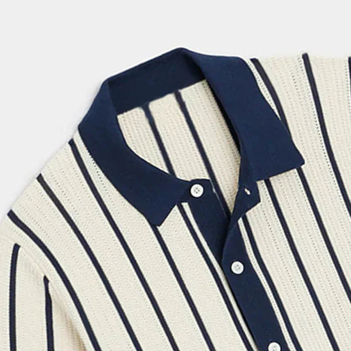 Striped knitted shirt with button placket for men – Emilio-S-Nora Luxe