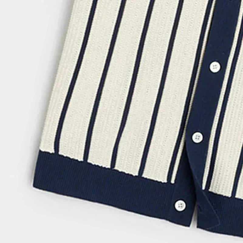 Striped knitted shirt with button placket for men – Emilio-S-Nora Luxe