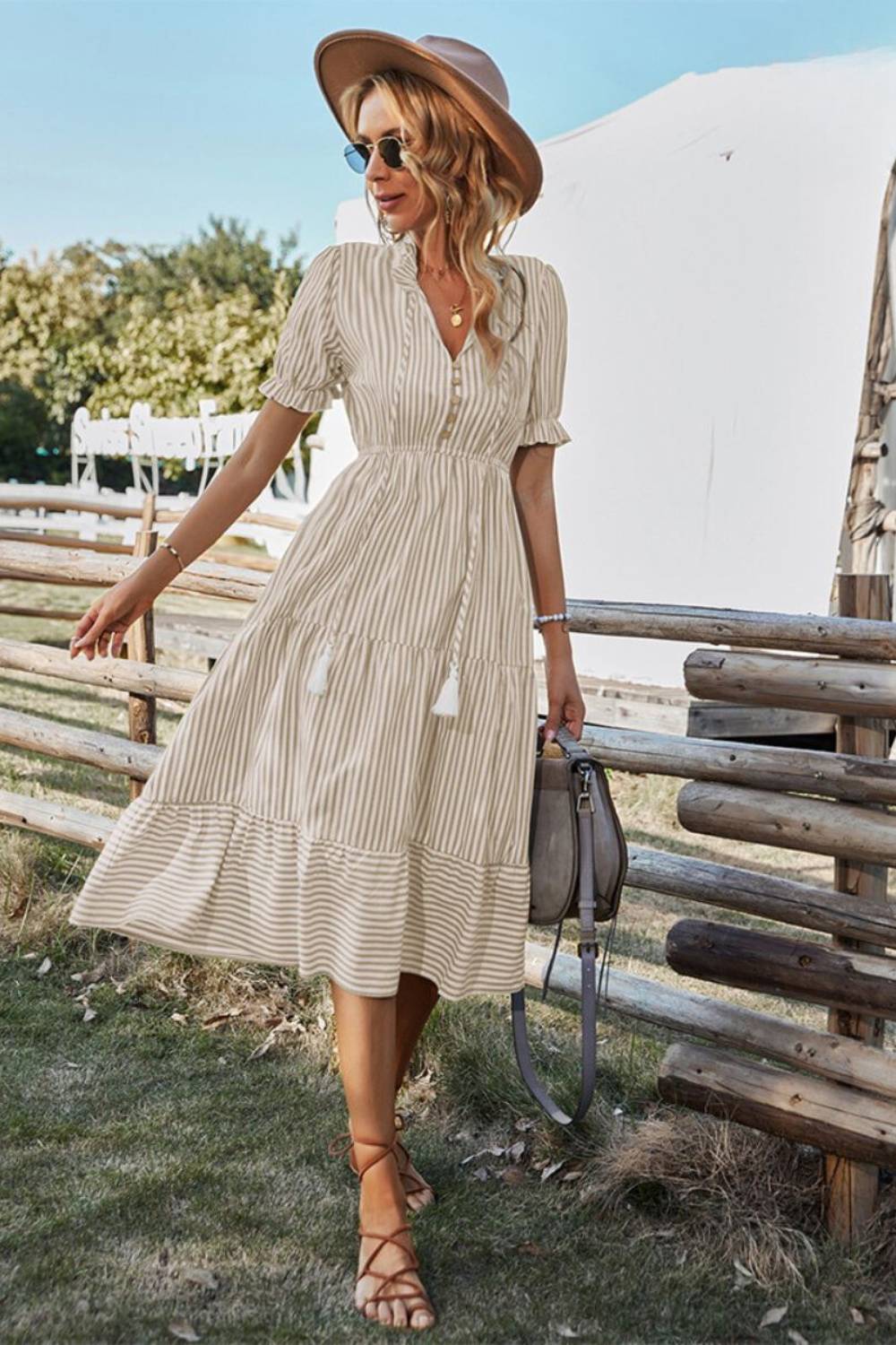 Striped summer midi dress – Amira-Pink-S-Nora Luxe