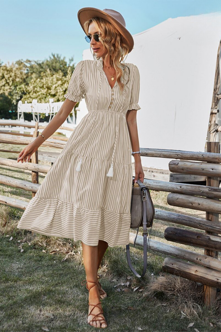 Striped summer midi dress – Amira-Pink-S-Nora Luxe