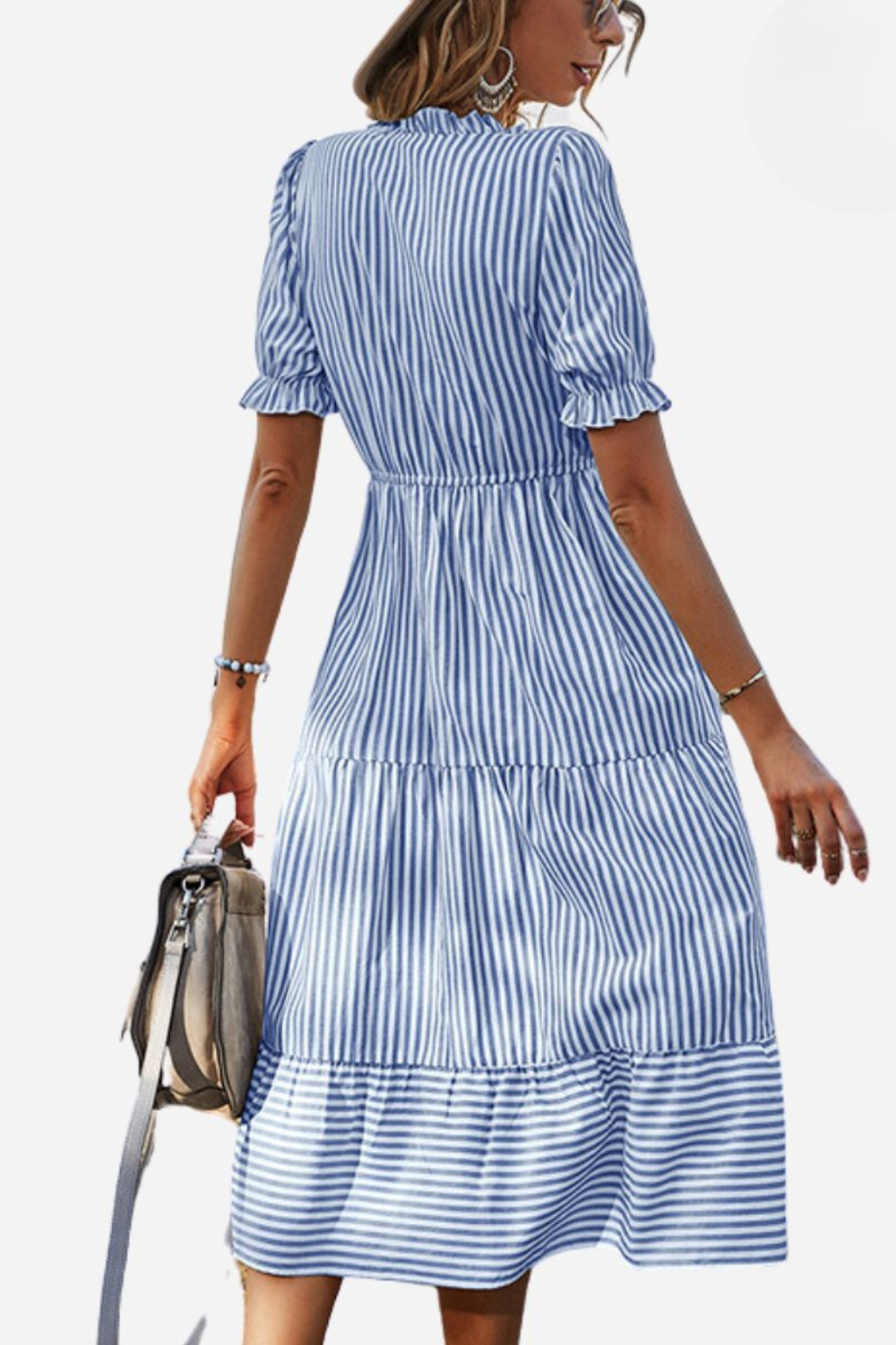 Striped summer midi dress – Amira-Pink-S-Nora Luxe