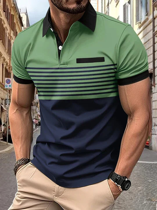 Striped summer polo shirt for men – Damian-Green-XS-Nora Luxe