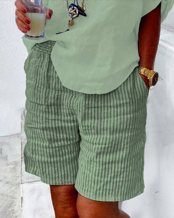 Striped summer shorts for women – Léonie-Green-S-Nora Luxe