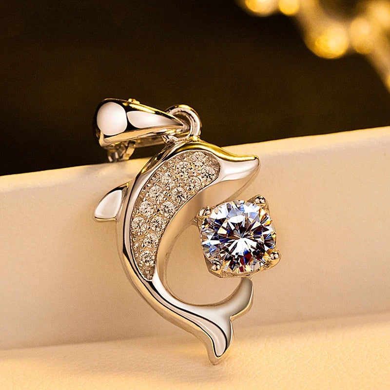 Stunning Crystal Dolphin Pendant Necklace-Nora Luxe