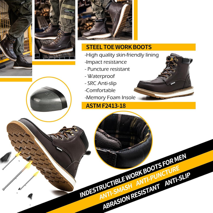 Sturdy Waterproof Work Boots for Men - Timothy-Black-6.5-Nora Luxe