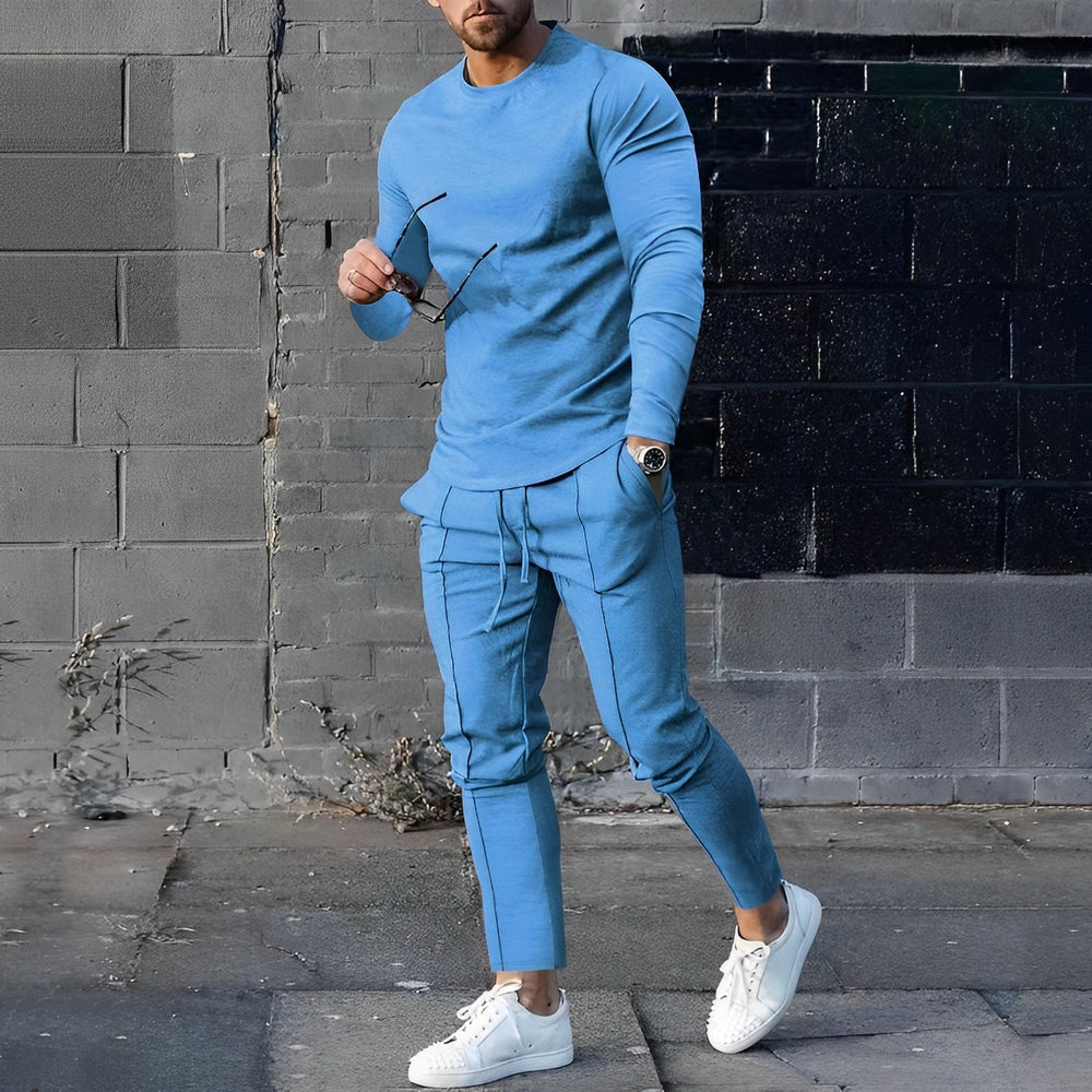 Stylish 2-piece Men's Outfit - UrbanEase-Blue-S-Nora Luxe