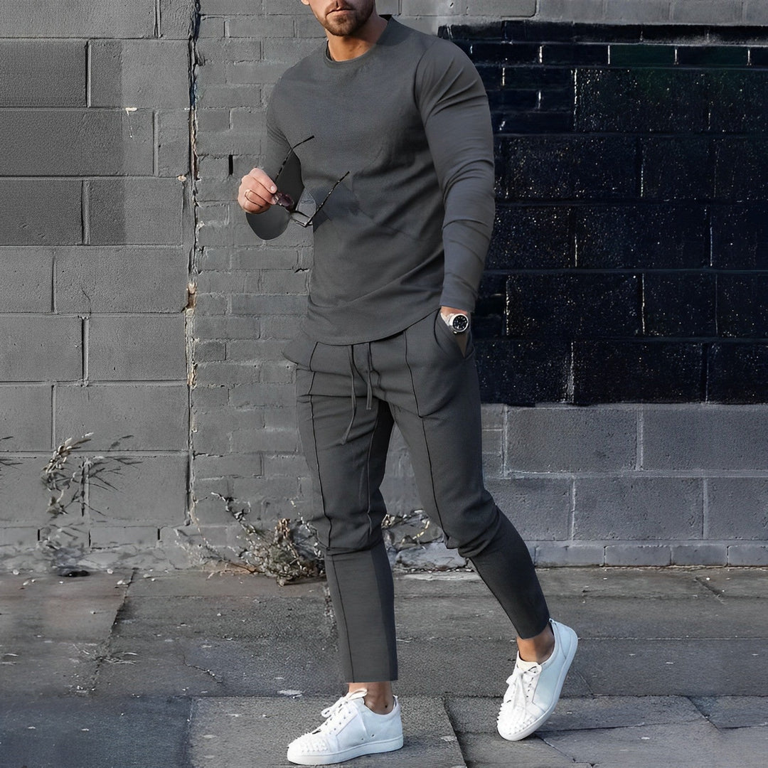 Stylish 2-piece Men's Outfit - UrbanEase-Dark Gray-S-Nora Luxe